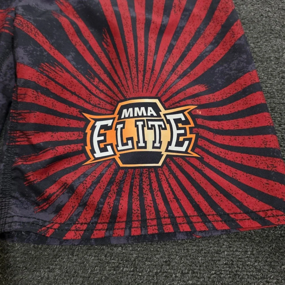 Vintage MMA Elite Board Shorts Mens 34 Red Black Sunburst Y2K Combat Training